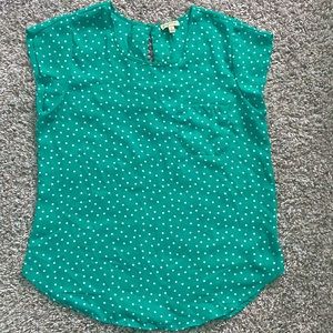 Green Blouse with white dots